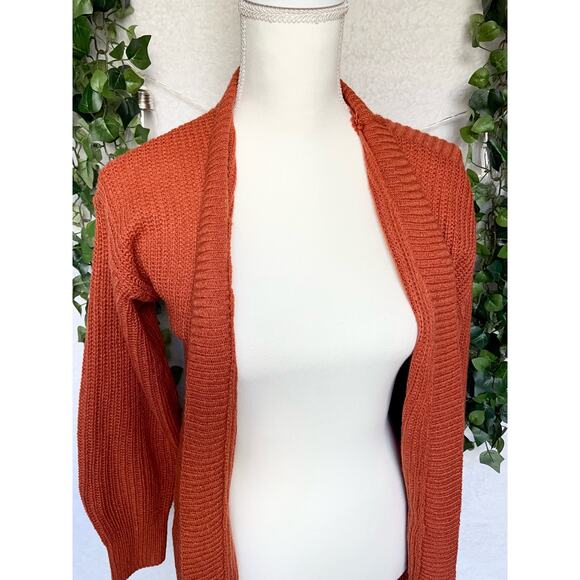 NWT No Comment 100% Acrylic Yarn Orange Cardigan Sweater Women's Small - Picture 4 of 9